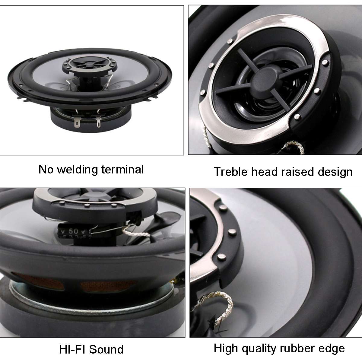 2 Pcs 6 Inch 400W Car Speaker 2 CH 360 Degree Stereo Surround DIY Bass Horn Subwoofer Coaxial Loudspeaker Car Modified Speaker