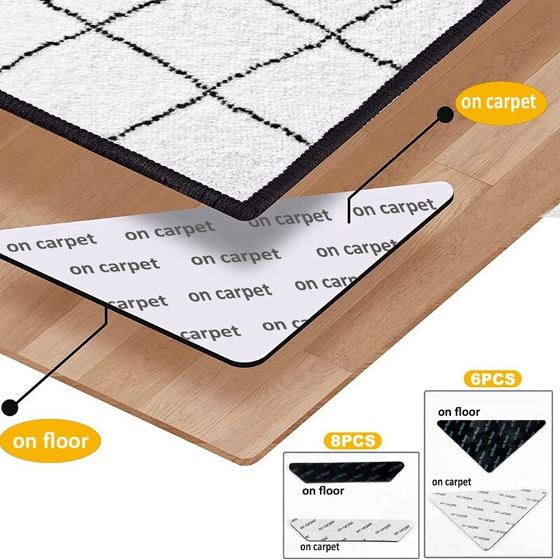 Rug Gripper Tape for Hardwood Floors 14 PCS Non Slip Rug Pads Double Sided Carpet Tape Rug Corner Grippers Washable