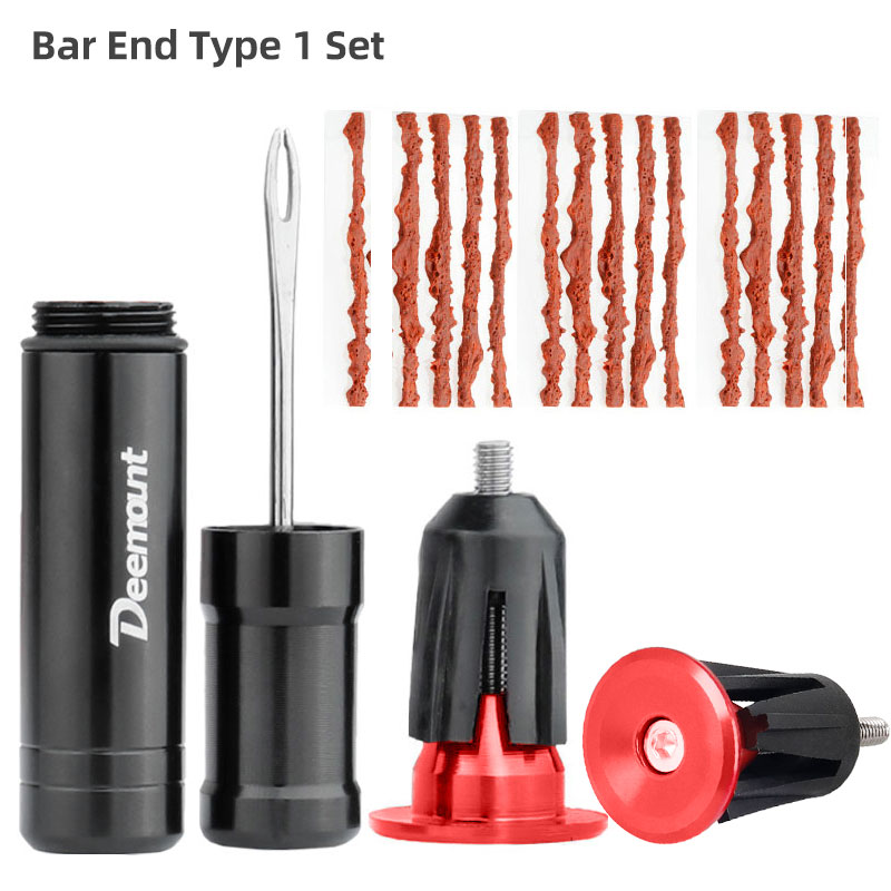 Reparationsværktøjssæt til slangeløse cykler i styrenden, skjult limfri cykeldækbor, punkteringsreparationsværktøj til akut brug: Sort