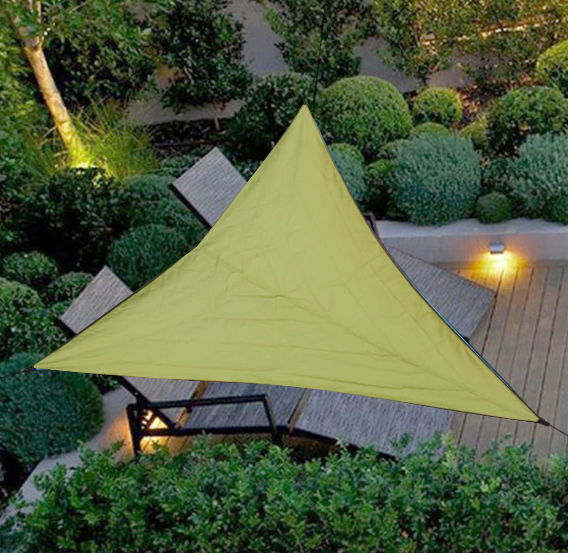 Udendørs fortelte vandtætte solafskærmning have trekant solsejl overdækning terrasse solafskærmning fortelt overdækning campingplads sejlmarkiser: Grøn 6 x 6 x 6m