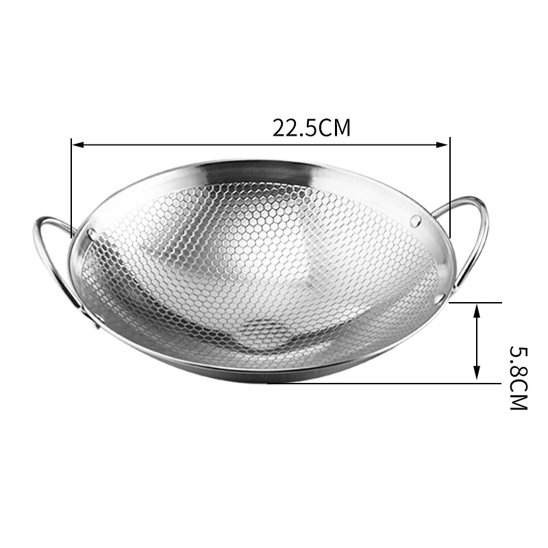 Stainless steel dry pot round bottom small pot thickened double ear non-stick pot bar tripod pot cooker hotpot pots and pans