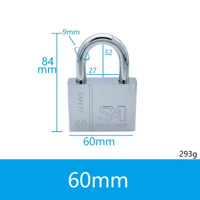 Door Padlock Stainless Steel Anti-Theft Lock Waterproof Rust-Proof Tamper-Proof Lock Home Small Dormitory Long Beam Lock: TK60mm-short