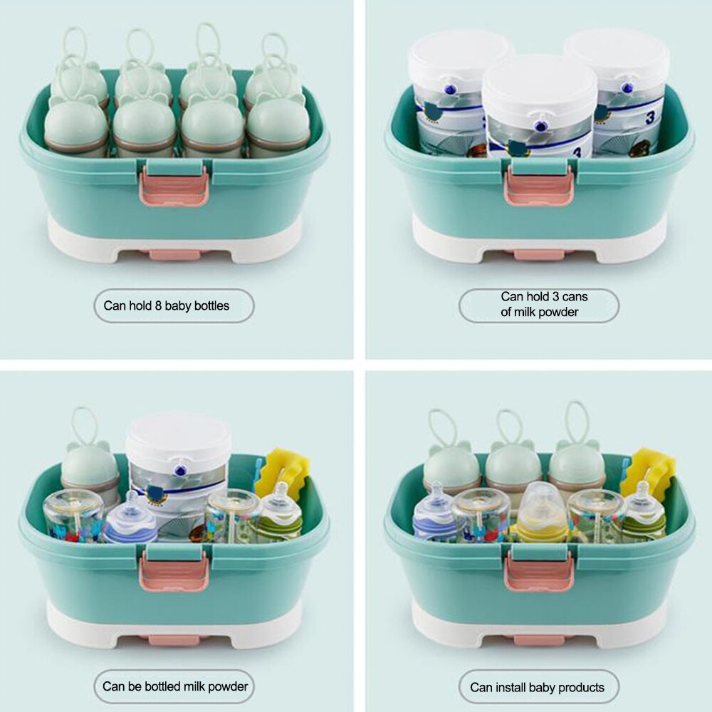 Portable Baby Bottle Rack Storage Box Organizer Dust Proof Drying Shelf Box Baby Milk Feeding Bottle Dryer Box Baby Accessory
