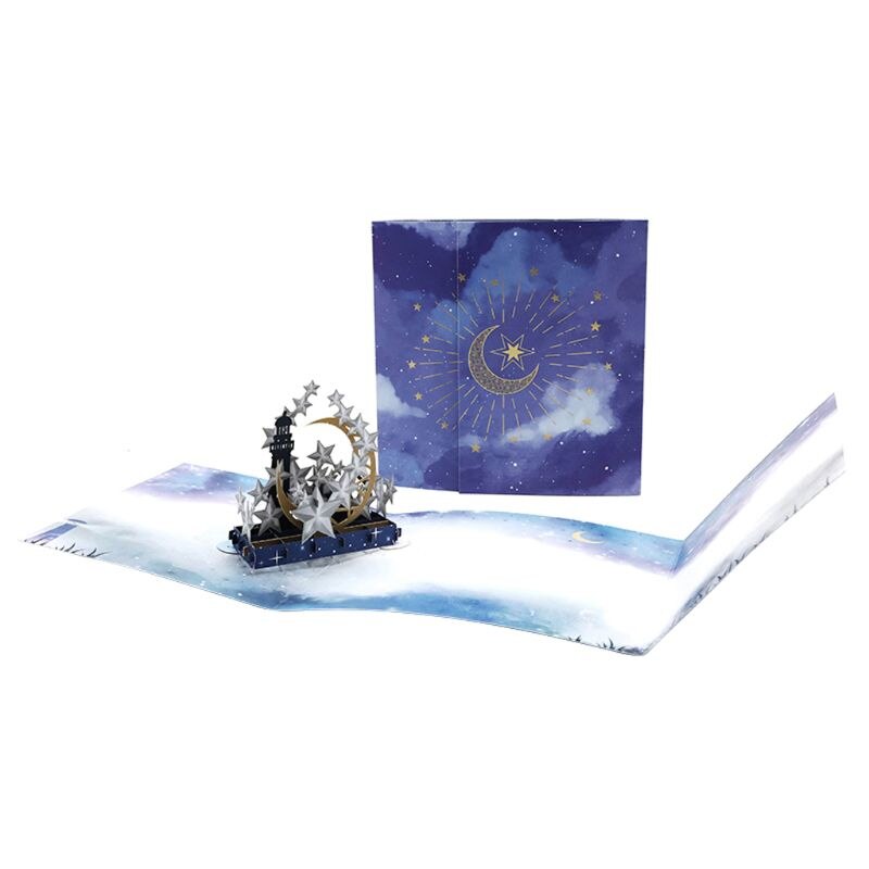 3D Pop Up Star Moon Greeting Cards Postcards Invitations with Envelop Birthday