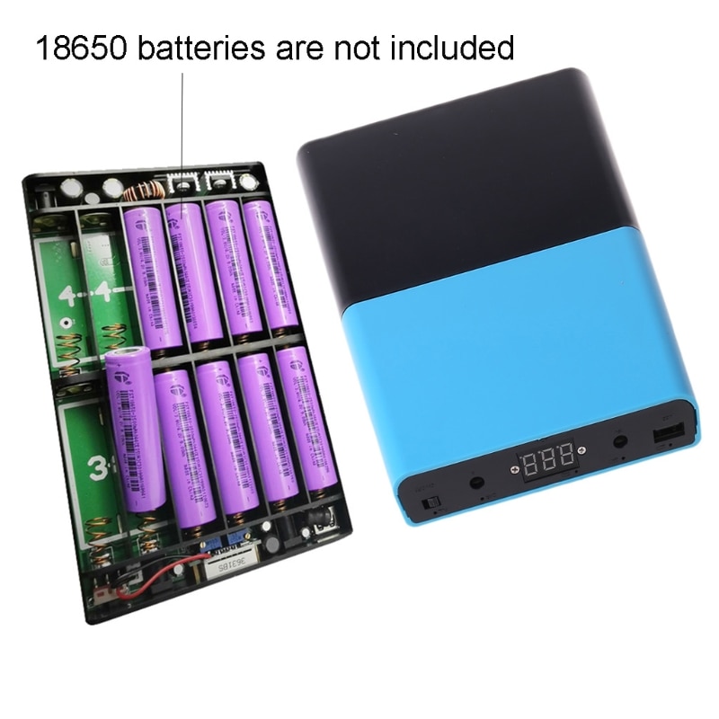 Power bank diy 18650 qc 3.0 sorties usb  dc 1-24v 12x batteries pour ordinateur portable et téléphone
