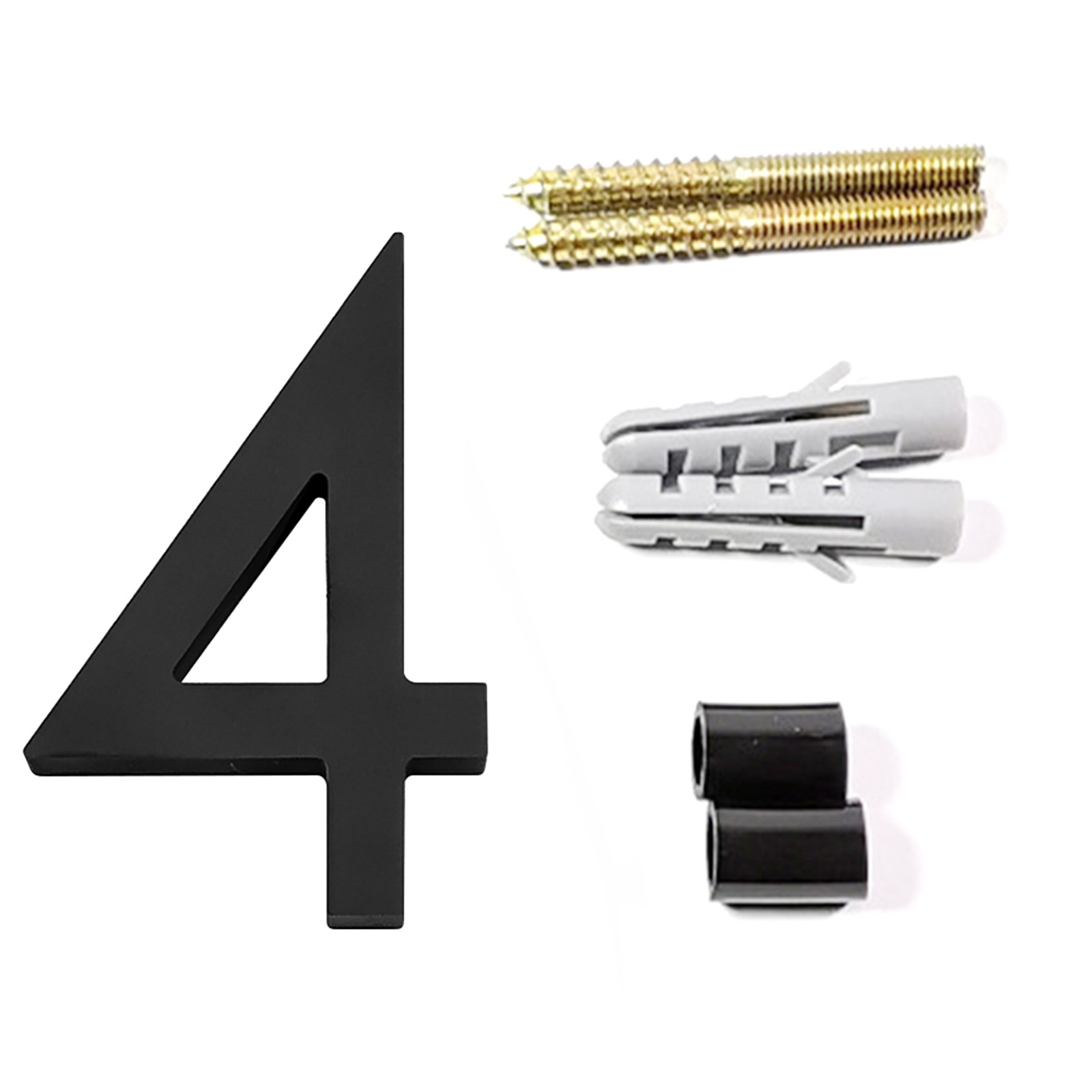 120mm Floating House Number Letters Big Modern Door Alphabet Home Outdoor 5 in.Black Numbers Address Plaque 0-9: 4