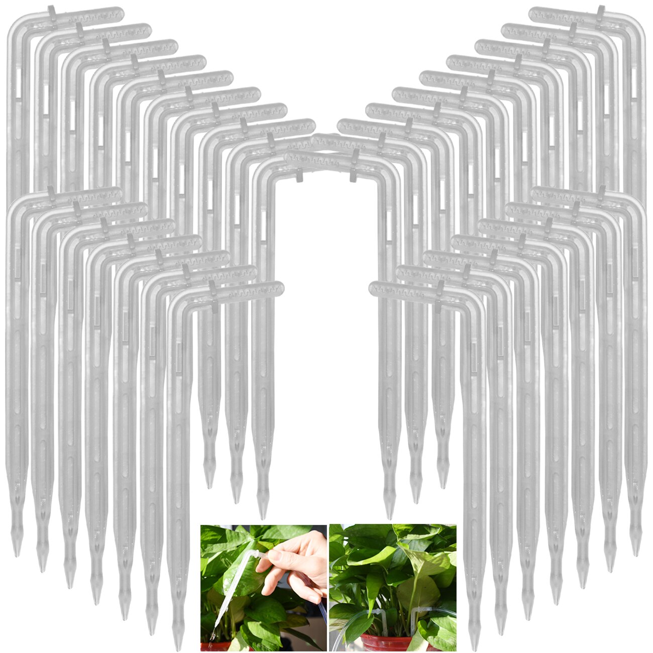 SPRYCLE 100-500 Uds 1/4 "transparente curva goteo flecha goteador de riego emisor de riego aspersores para 4/7mm manguera de efecto invernadero