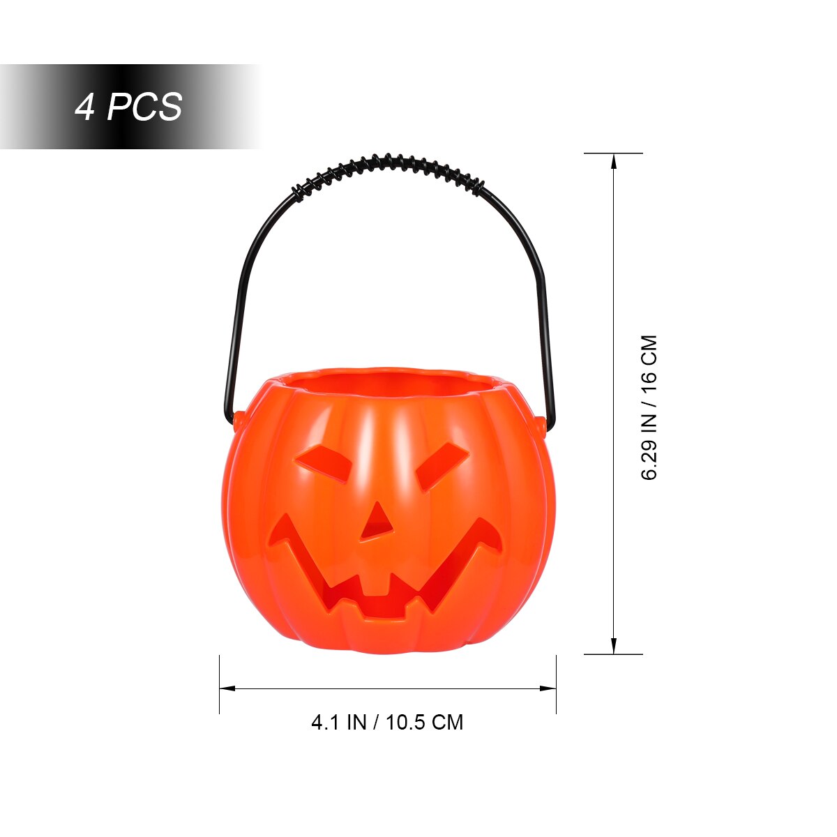 Amosfun 4pcs Pumpkin Candy Buckets Trick Or Treat Candy Pots Make Laugh &amp; Light Buckets Party Favors Holder