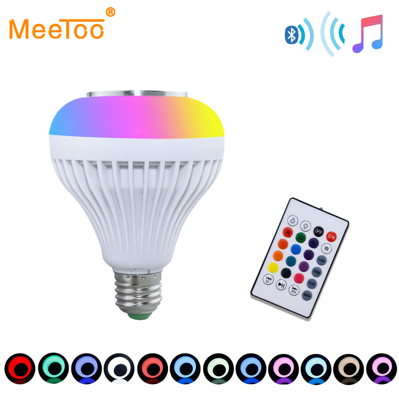 Ampul LED Lamp Gloeilamp E27 Smart Muziek Lamp Draadloze Bluetooth Speaker Muziek Dimbare 12 W Spotlight Home Verlichting