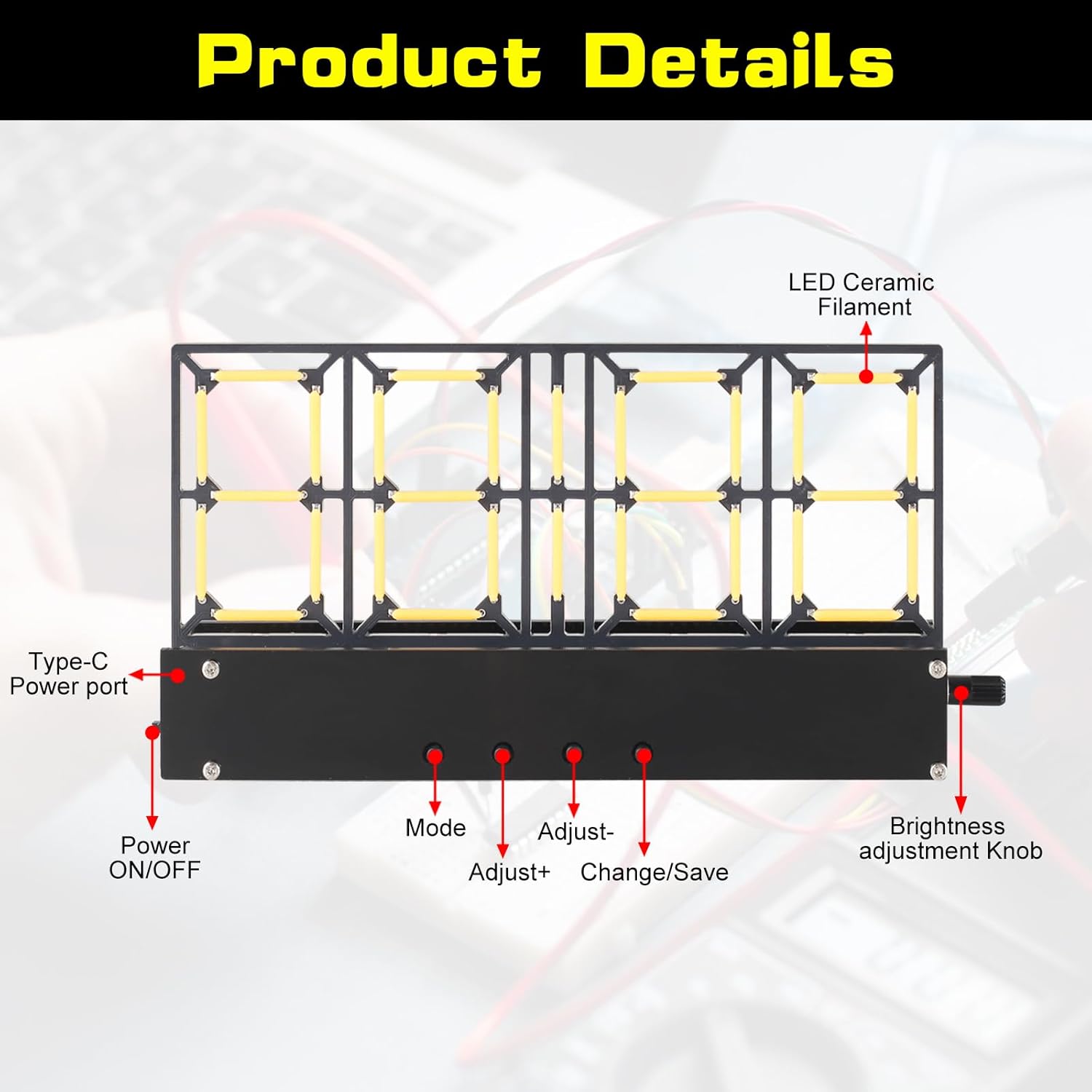 DIY Soldering Practice Kit 4-Bit Digital Alarm Clock Kit with Lighting Adjustment Soldering Projects DIY Electronic Kits