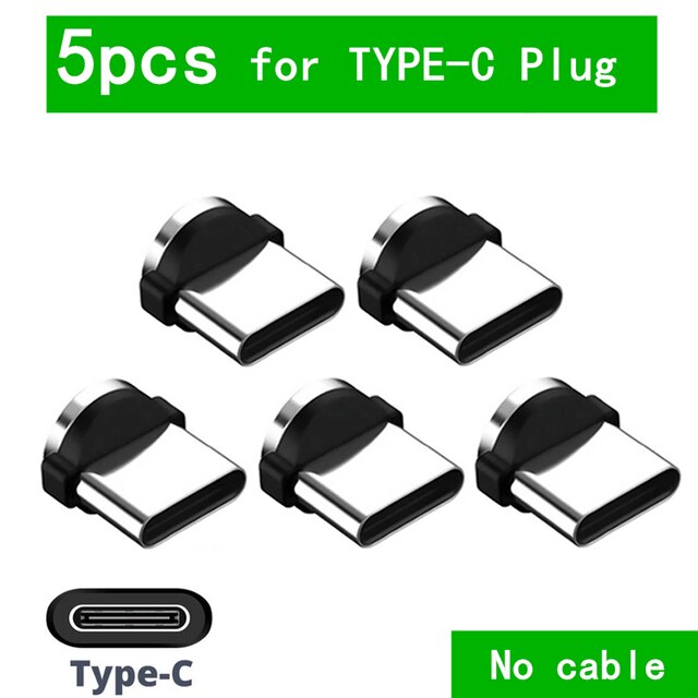 Ronde Magnetische Kabel Plug Type C Micro Usb C Stekkers Snelle Oplaadkabel Adapter Telefoon Micro Usb Type-C magneet Charger Plug: 5pcs Plug For Type C