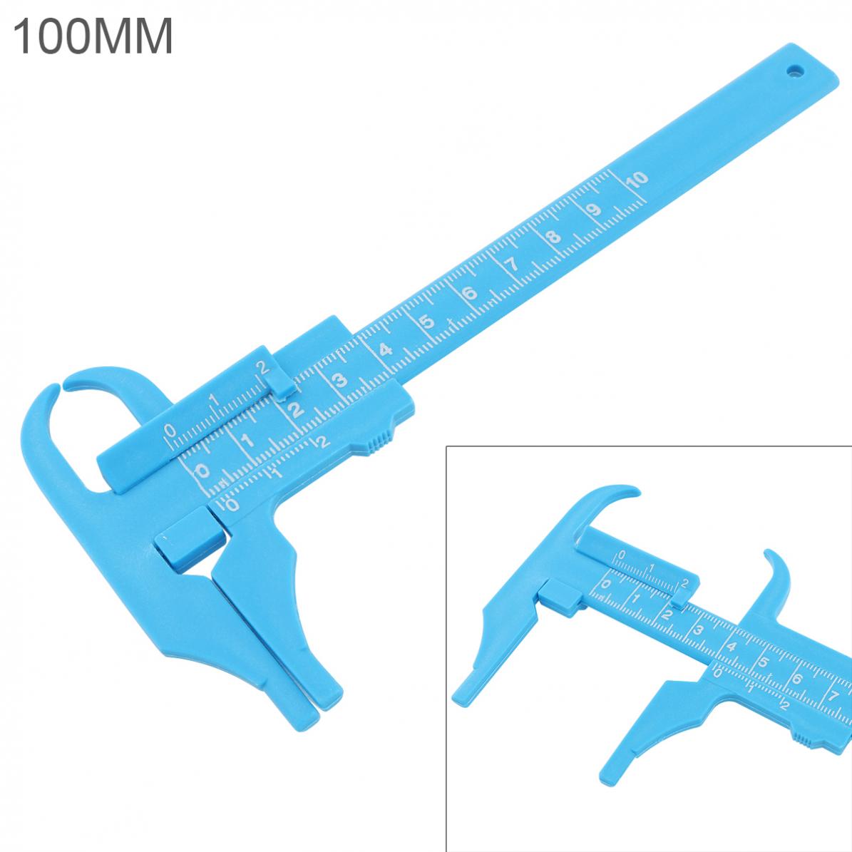 0-100mm Double Scale Blue Plastic Vernier Caliper Support Depth Measurement Simple Reading Scale Learning/Antique Measurement