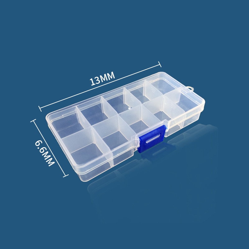 10 Slots Cells Colorful Portable Jewelry Tool Storage Box Container Ring Electronic Parts Screw Beads Organizer Plastic Case