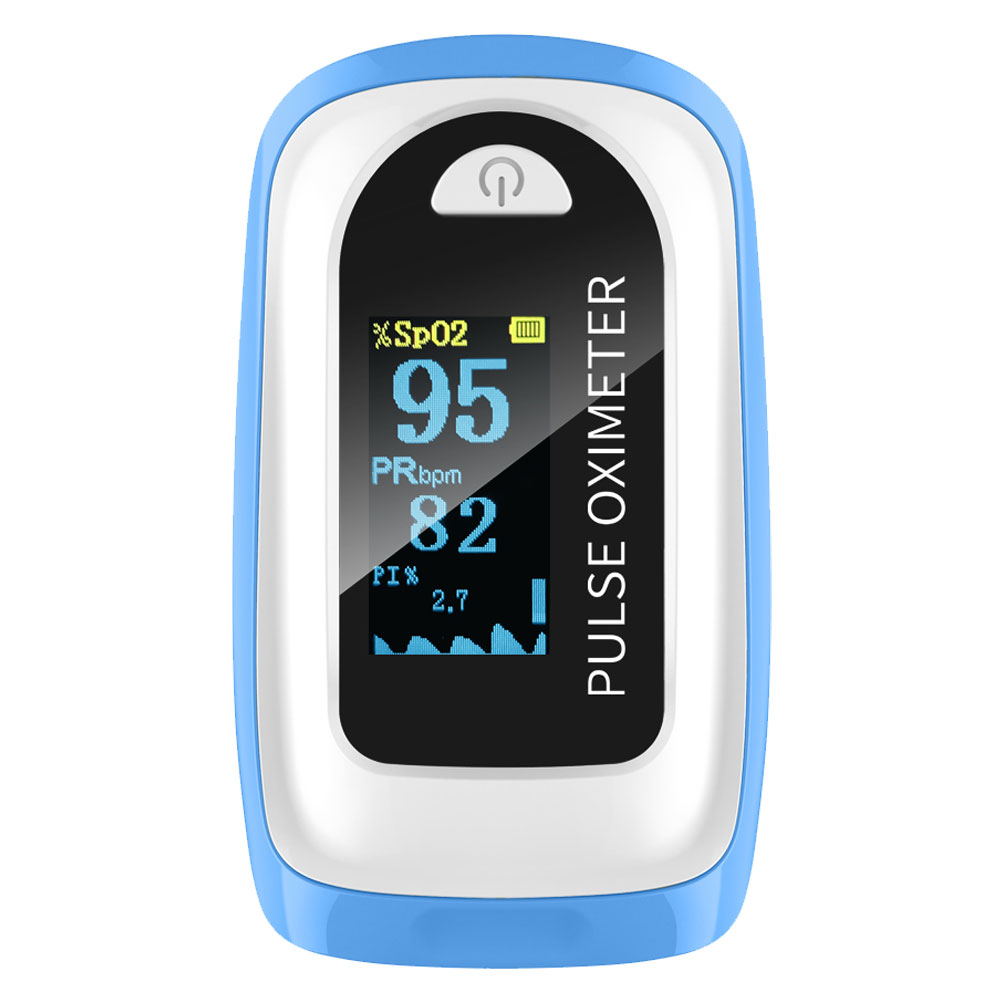 På lager nyeste finger oximeter fingerspids pulsoximeter pulsoximeter blodtryk puls pulsmåler uden batteri: Marine blå
