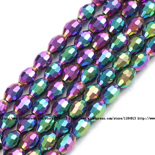 JHNBY rijstkorrels Oostenrijkse kristal kralen ovale vorm plated kleur 50 stuks 6*8mm Losse kralen Sieraden armband accessoires maken DIY: MZ6104 Multicolor