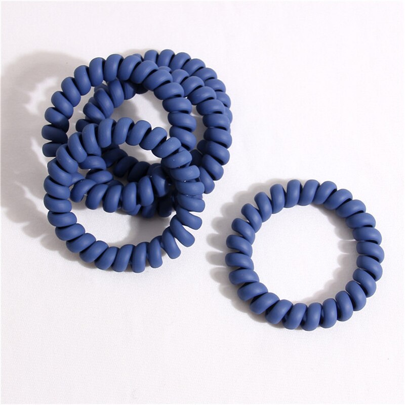 5/20PCS Frosted Colored Telephone Wire Elastic Hair Bands For Girls Headwear Ponytail Holder Rubber Bands Women Hair Accessories: Navy