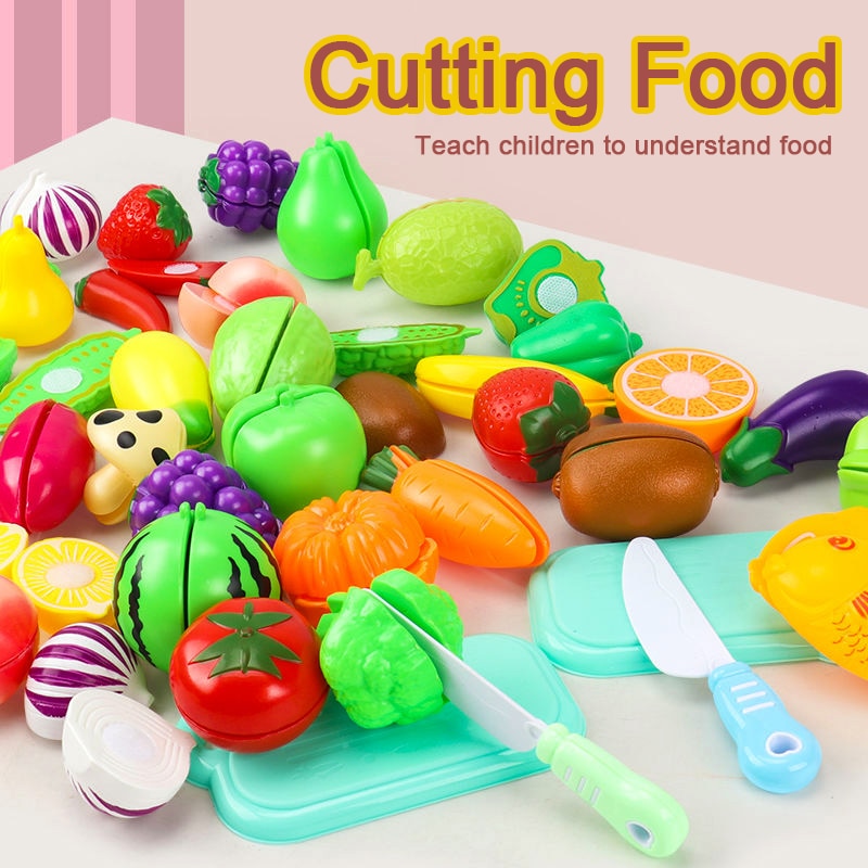 Children Pretend Play juguetes House Toy Cutting Fruit Plastic Vegetables Food Kitchen Baby Classic Educational Toys for Girls