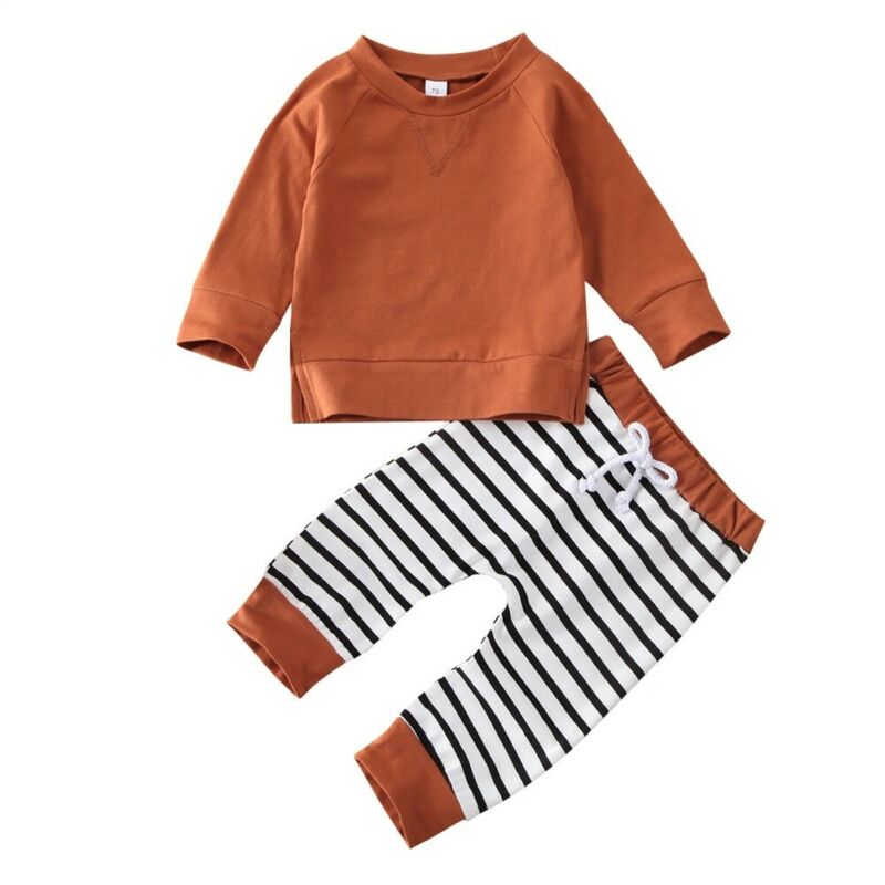 0-24m nyfødte børn baby dreng sommer toppe t-shirt stribede bukser 2 stk outfits tøj