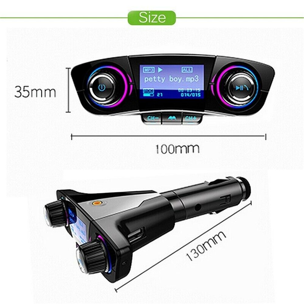 Bluetooth 5.0 Car FM Transmitter - Hands-Free MP3 Player Radio Adapter with USB Charger