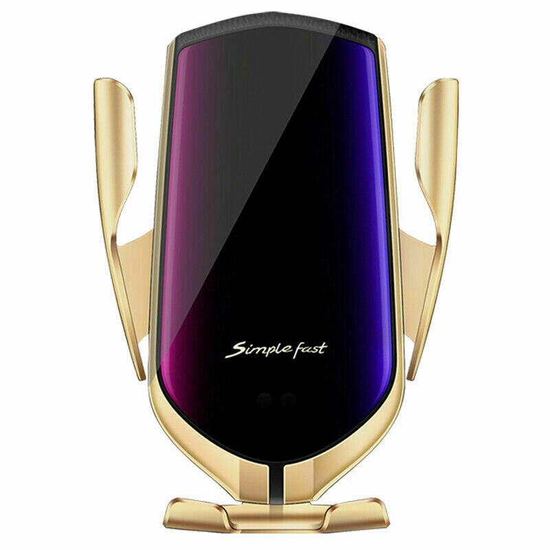 10W Qi bezprzewodowa szybka ładowarka zacisk inteligentny czujnik uchwyt samochodowy robić iPhone 12 mini 11 zawodowiec Max XS Samsung uwaga 9 10 S9 10 20: złoto