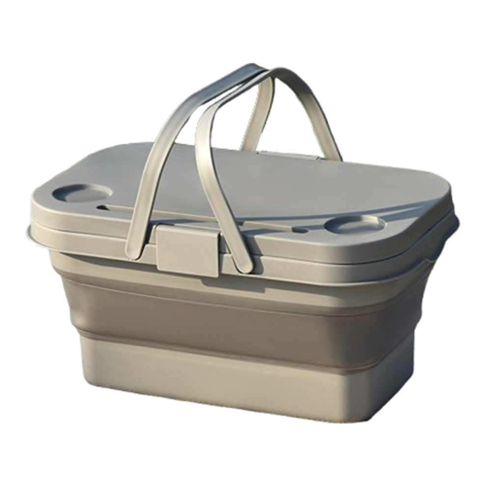 Foldable Outdoor Storage Box Waterproof Camping Table Picnic Basket with Flip-Top Lid Large Capacity Sundries Basket Camping: green