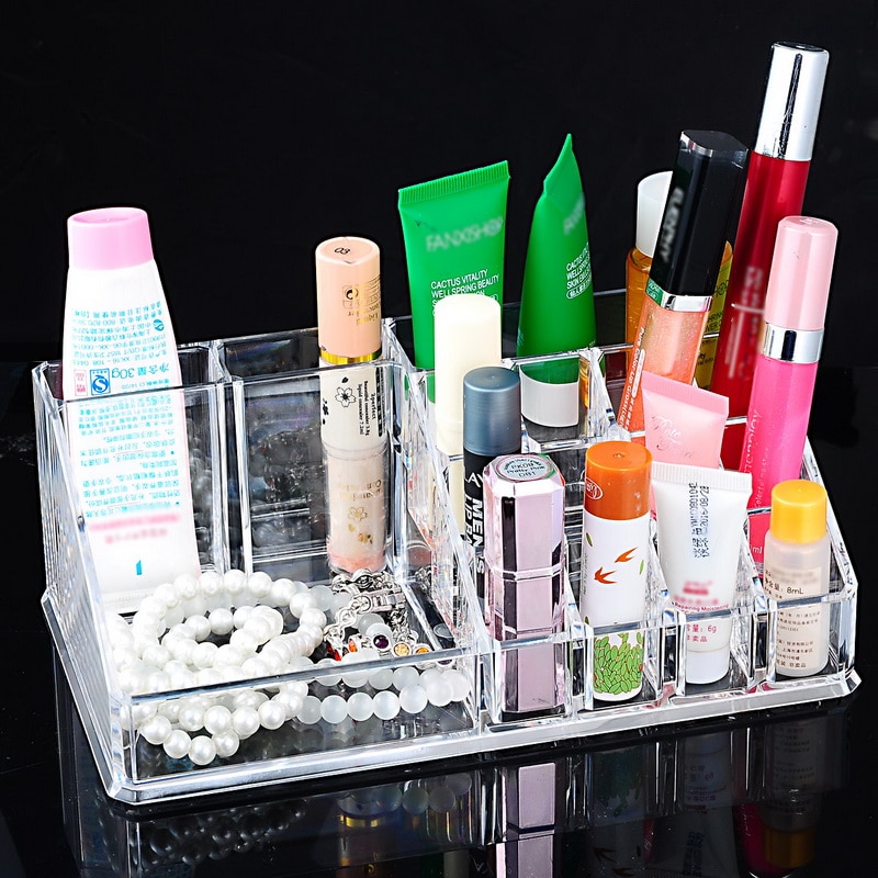 1 Pcs Clear Acryl Make Storage Case Nagellak Rek Lippenstift Cosmetische Opbergdoos Houder Make Borstel Organizer