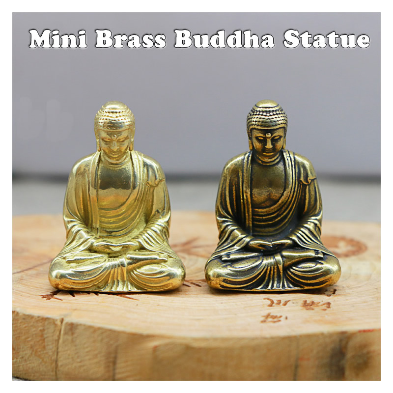 Mini messing buddha statue lomme zen buddha kobber indien thailand figur skulptur hjemmekontor skrivebord bil dekorativt ornament