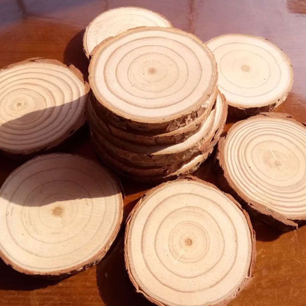 Salg runde naturlige runde træ skive kop mat holdbar drikke coaster placemat til spisebord mat diy bordservice dekoration