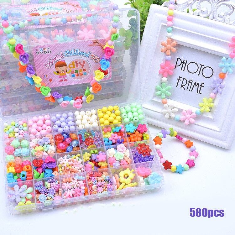 Kids DIY Bead Kit - Acrylic Plastic Spacer Charms - Necklace Bracelet Jewelry Making Toy for Girls 5-13 Years: 24 grid 5