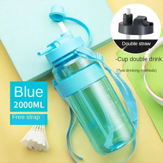 1L 2L 3L Large Capacity Sports Water Bottle Portable Debris Water Cup With Straw Outdoor Camping Picnic Climbing Water Bottle: I