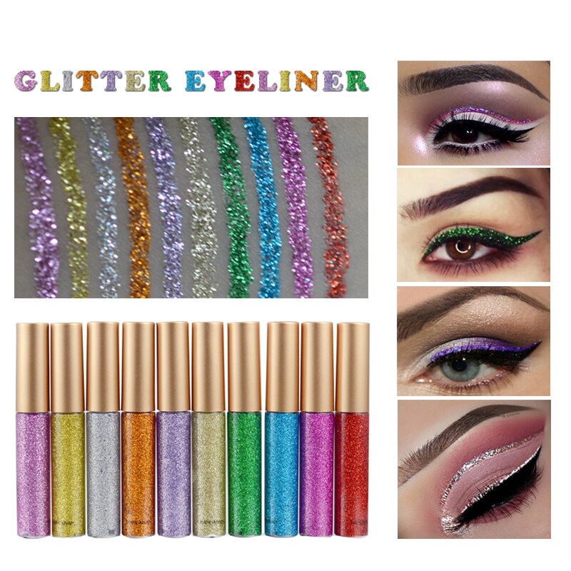 Handaiyan skinnende glitter flydende eyeliner blyant diamant shimmer eyeliner rosa guld farve eyeliner makeup til øjenkosmetik