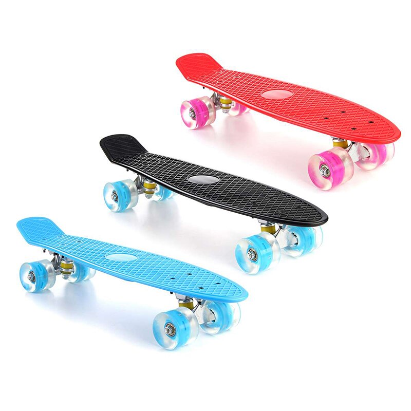 Naait-22 Inch Vier-Wiel Mini Longboard Pastel Kleur Skateboard Board Met Led Knipperende Wielen Retro Skateboard