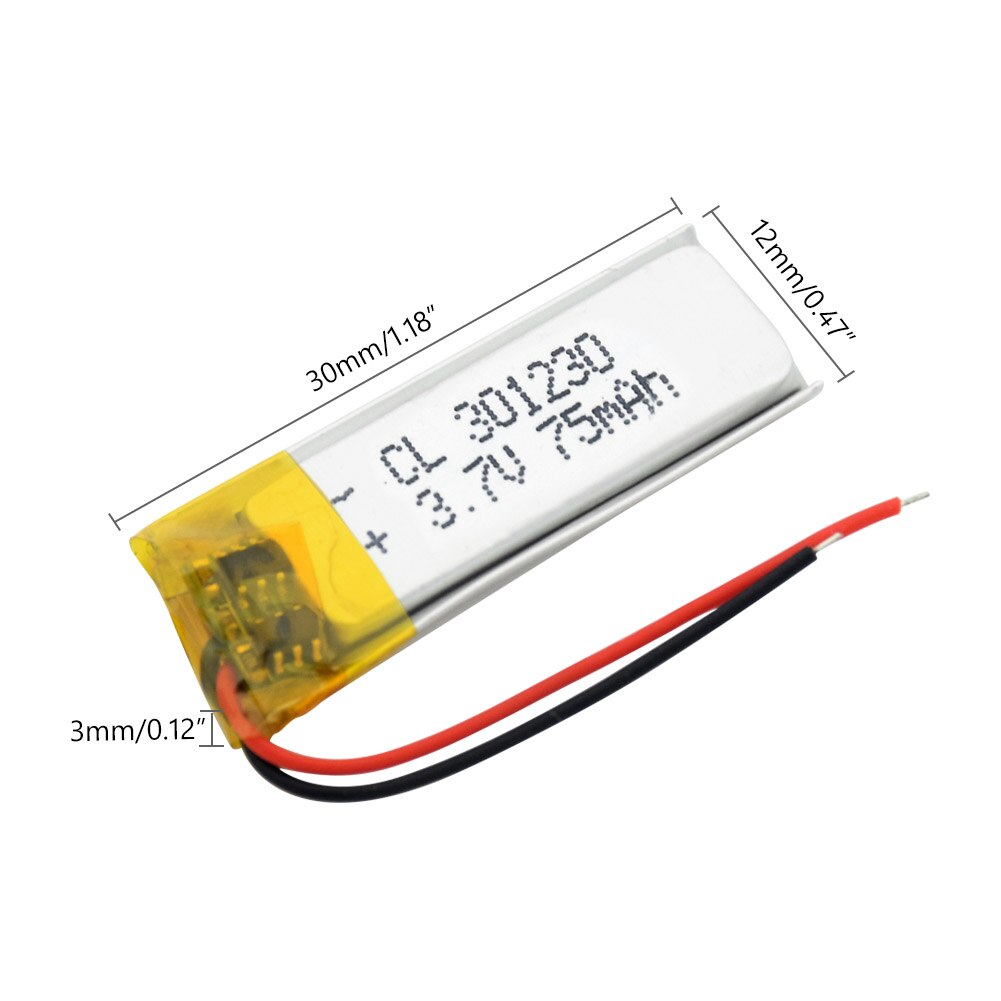 Bateria esperta do polímero do lítio da pulseira de mp3 para a gravação bluetooth da pena bateria de lítio da pilha 3.7v lipo 301230 75mah para o fone de ouvido