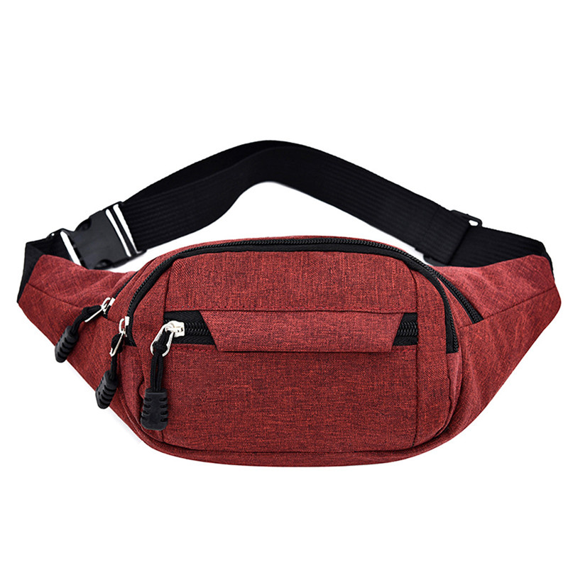 Taille Tas Vrouwen Mannen Tas Murse Back Anti-diefstal Rits Handtas Handtas Zwart Riem Tas fanny Pack J12: red purse