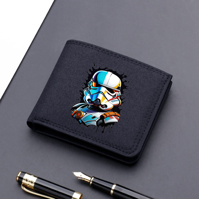 Star Wars Canvas Men Card Holder Wallet Black Blue Grey Male Money Bag ID Photo Bank Holder Short Purse Credit Card Case Bag: MULTI