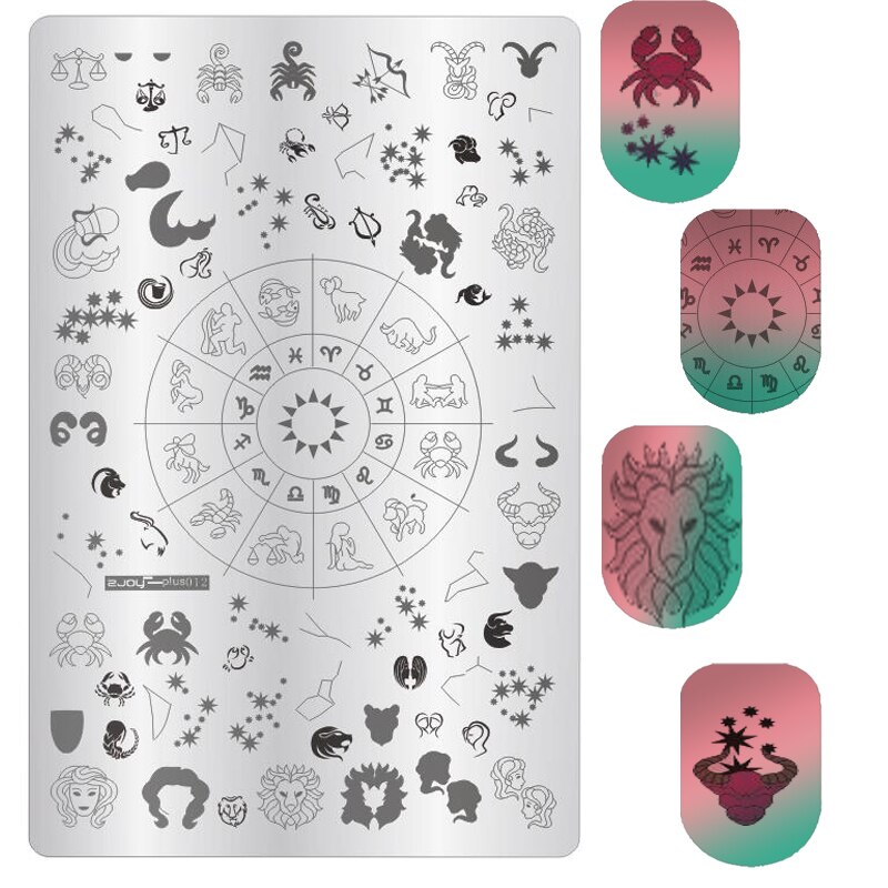 Nail Stamping Plates 12 Constellations Libra Flower Fujiman Pattern DIY Manicure Template Stencil Stamping Plate 9.5*14.5cm
