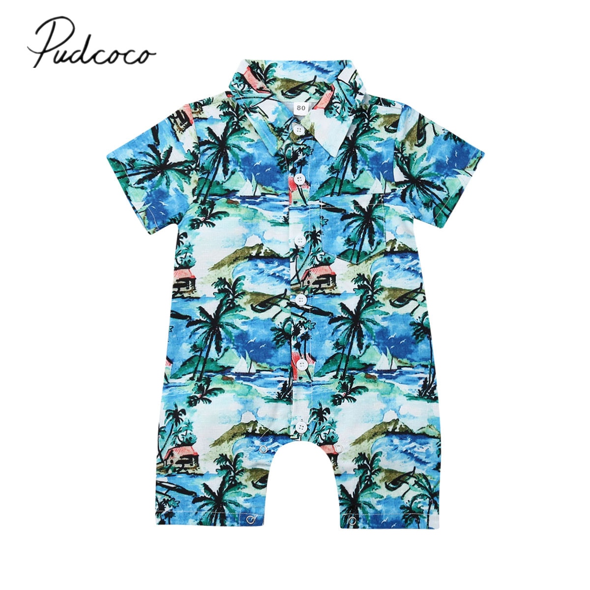 Baby Sommer Kleidung Kleinkind Baby-Karosserie Hawaii Gesamt Kurzarm Strampler Kleidung Playsuits Outfit Beachwear 0-24 M