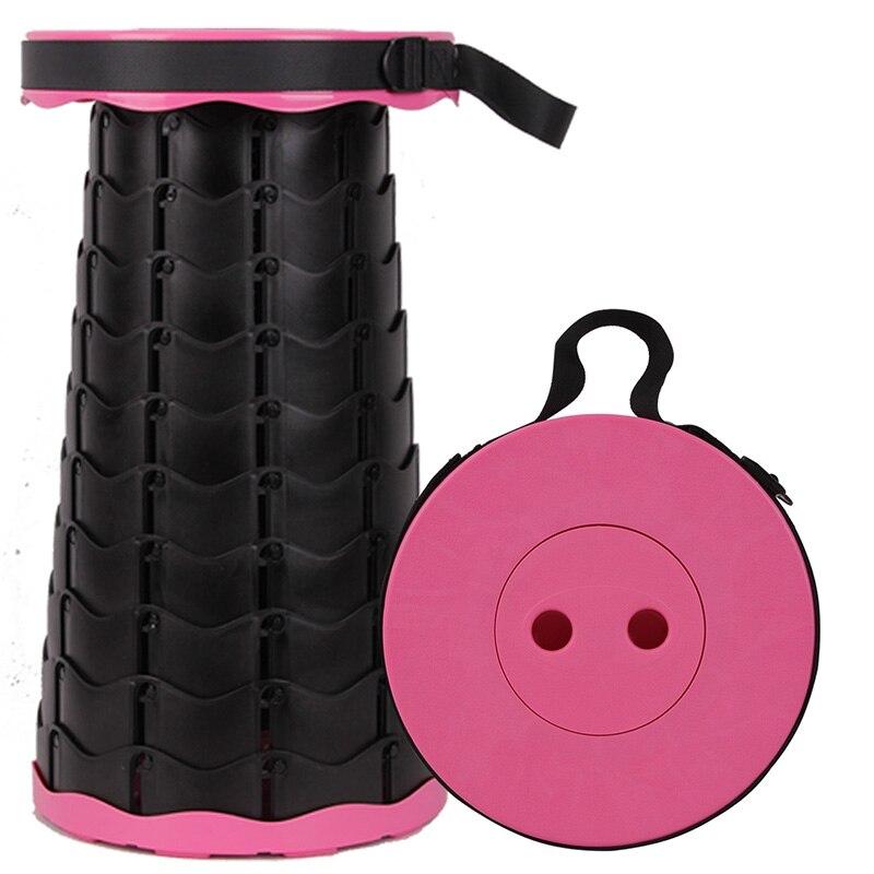 Outdoor Camping Stretchable Kruk Rekbaar Draagbare Plastic Kruk Rekbaar Stoel Vissen Opvouwbare Kruk: Powder - black