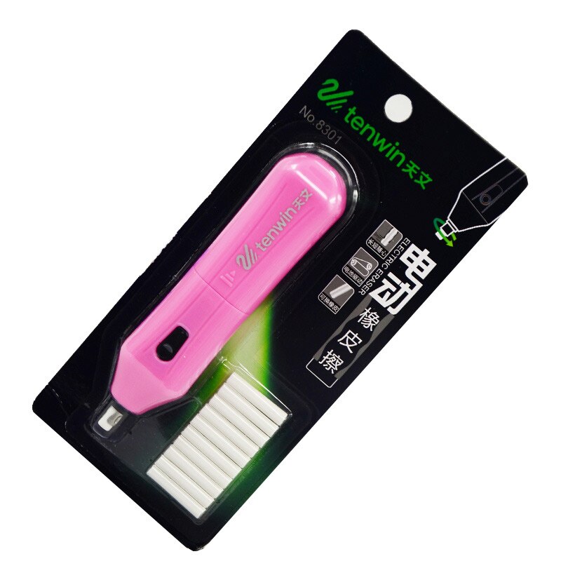 Goma eléctrica creativa para niños, goma de alta luz, con batería, borrador automático para bocetos, , suministros escolares: Rosa