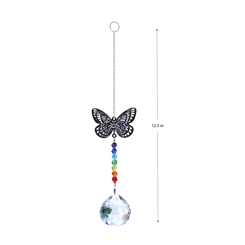 Crystal Prism Pendant Butterfly Wind Chime Summer Rainbow Maker Car Hanging Pendant Garden Window Curtain Decoration Sun Catcher
