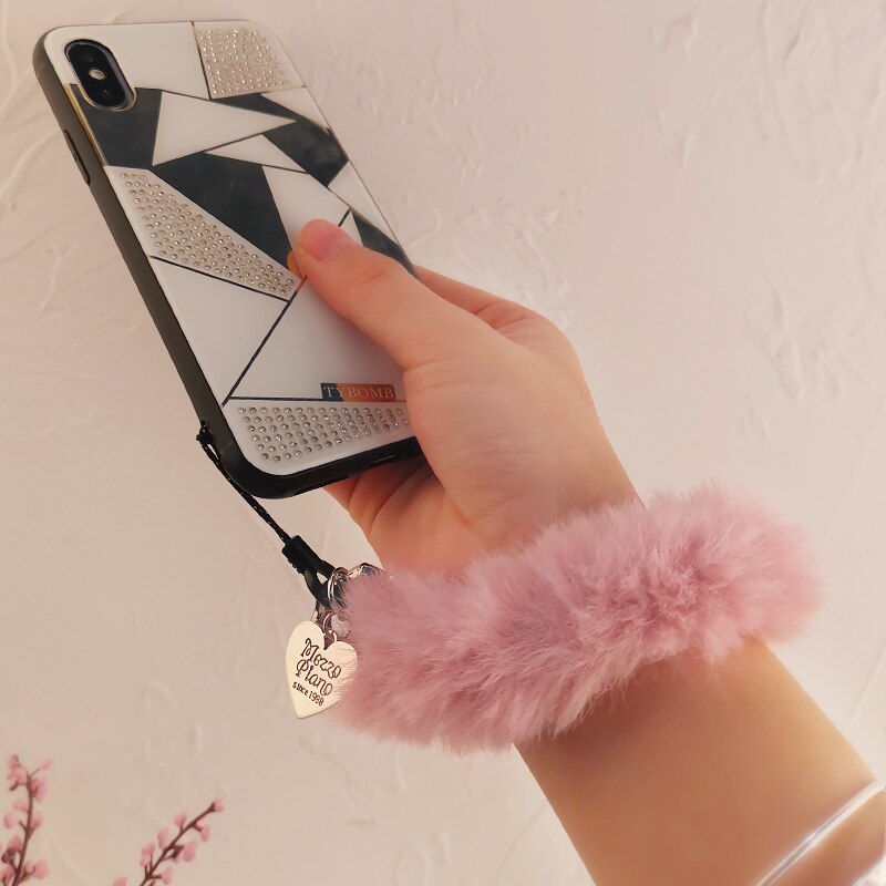 Mobile phone lanyard ladies plush hair tie trend cute For iPhone Samsung mobile phone chain with key ring Universal lanyard