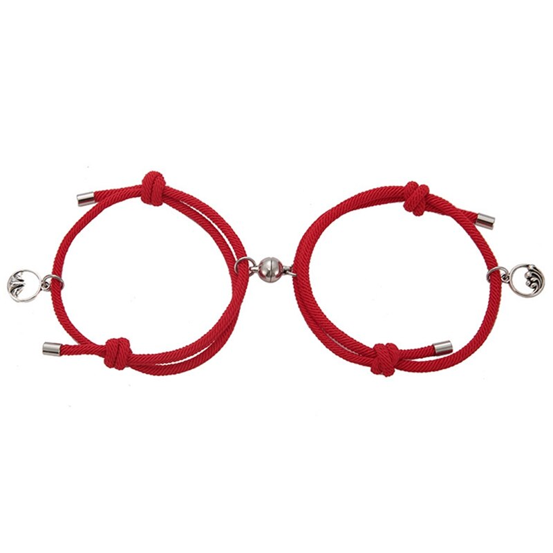 Couple Bracelets Magnet Attract bangle bracelet Women Men Rope Weaving Attract Adjustable Alloy Eachother Couple Bracelet: RD