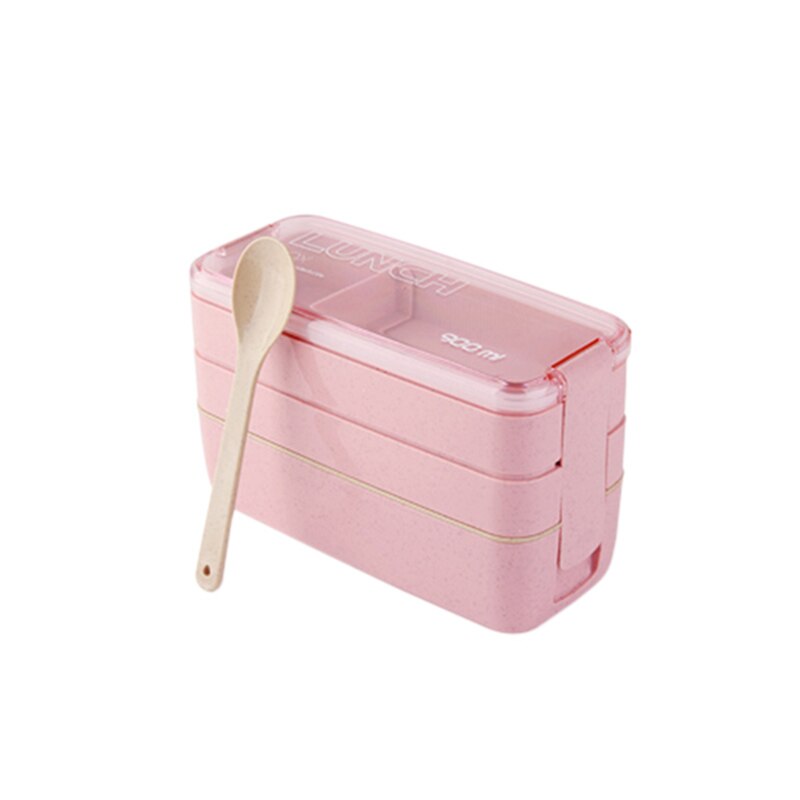 3-Layer Creatieve Plastic Lunchbox Voedsel Containers Magnetron Bento Lubox Voor Student Draagbare Voedsel Storage Case Picknick Wandelen