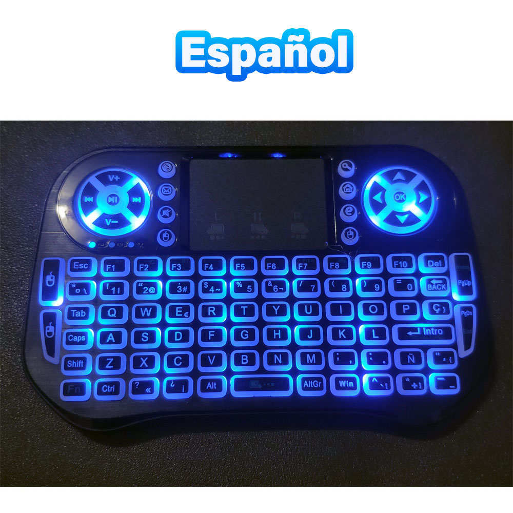 Bluetooth Wireless Mini Keyboard Backlit 2.4G USB English Russian French Spanish Portuguese Arabic Hebrew for Android TV Box PC: Navy Blue