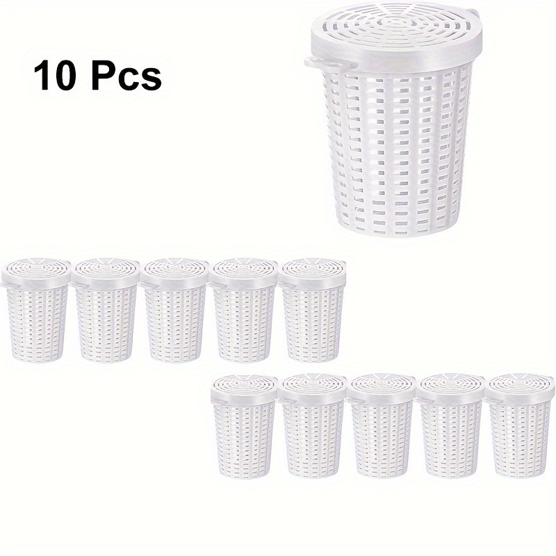 10 stuks Visaas Kooi Val Vis Lokken Feeder Mand Houder Plastic Aas Emmer: WHITE