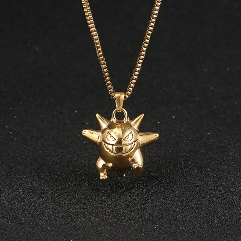 Stainless steel hip hop ghost cartoon men's punk rock pendant necklace jewelry for him with box chain