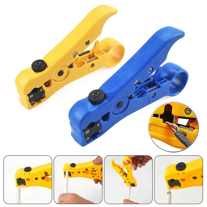Multi-functional Electric Stripping Tools for UTP/STP RG59 RG6 RG7 RG11 Striper Cable Wire Pliers
