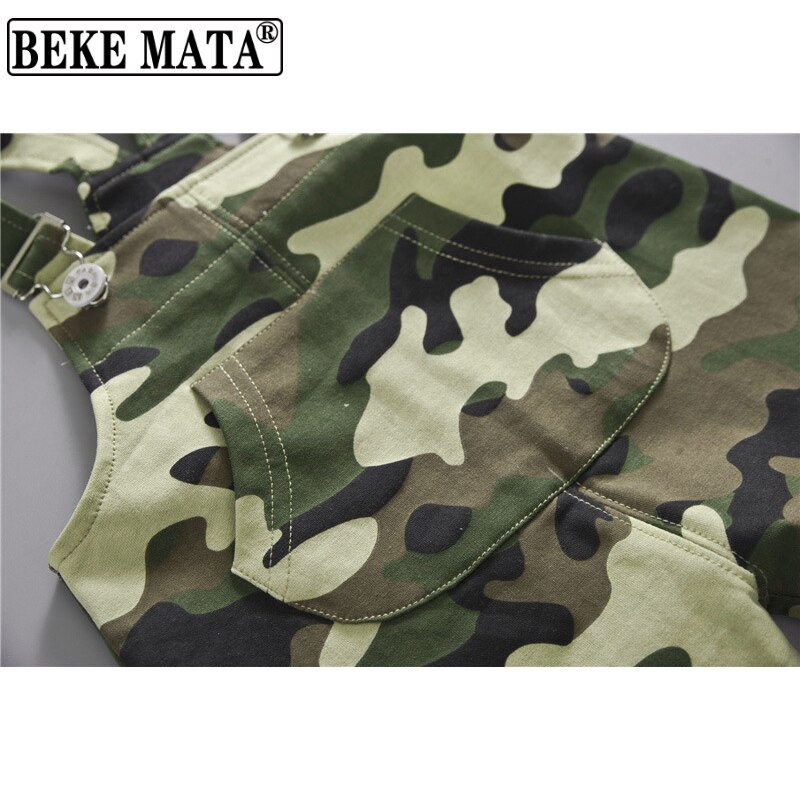 Baby Boy Overalls Summer Denim Button Fly Army Print Toddler Girl Overall Shorts Little Child Jumpsuit Children Pants