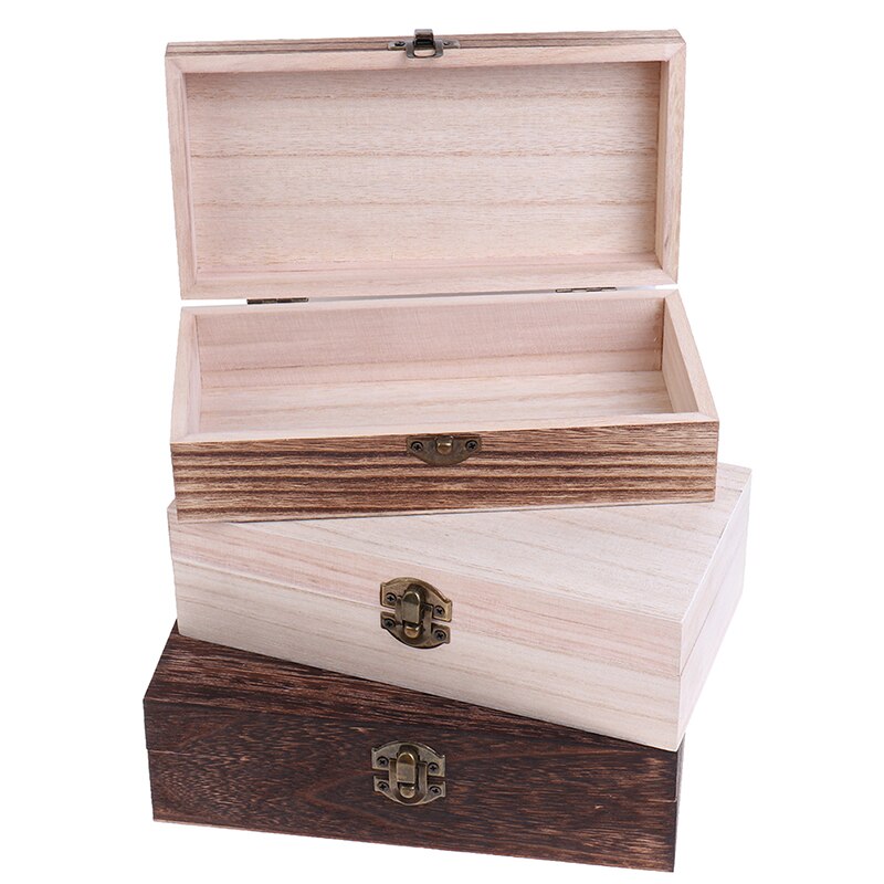 Retro Jewelry Box Desktop Natural Wood Clamshell Storage Hand Decoration Wooden Box Postcard Storage Box