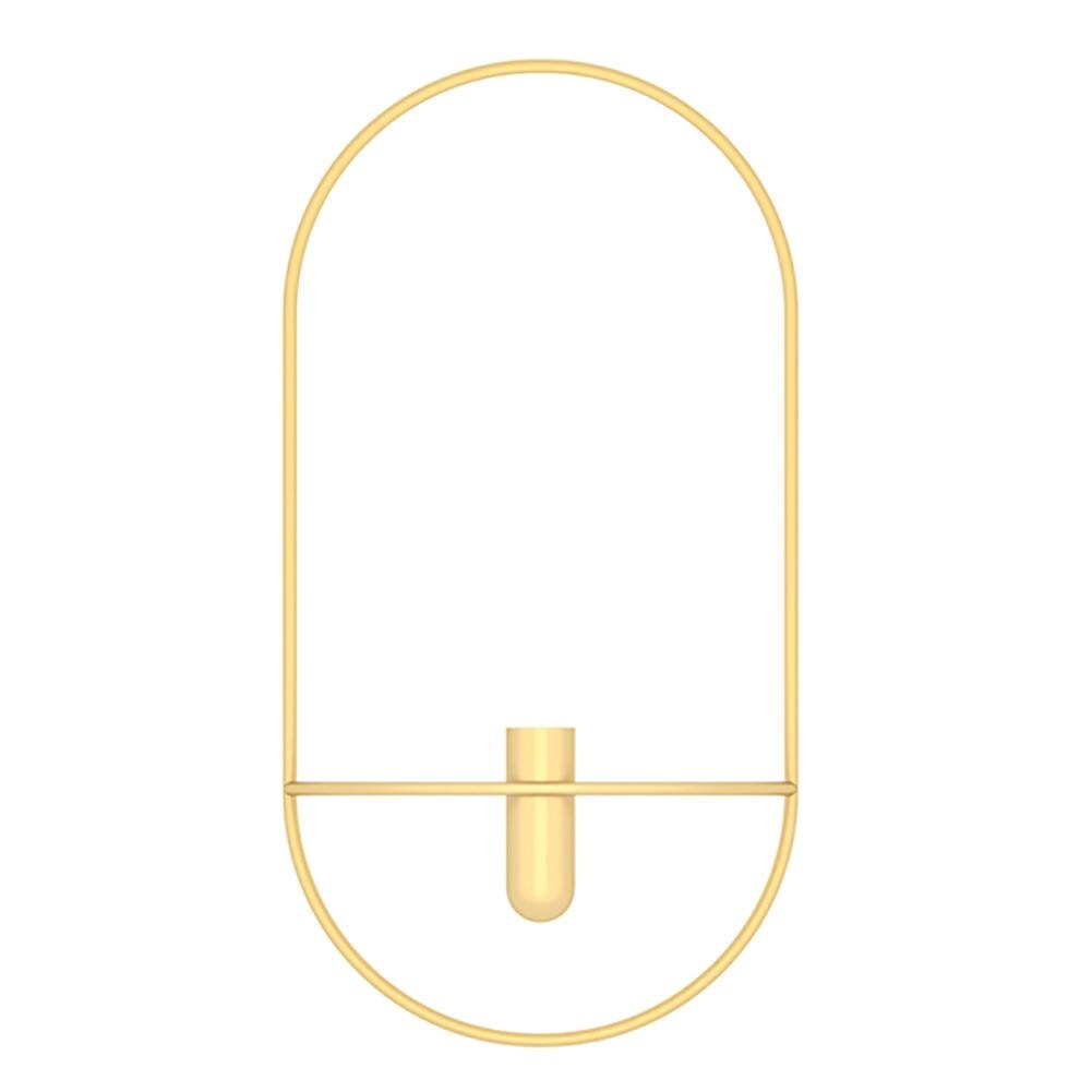Modern Art 3D Circle Metal Candle Holder Wall Hanging Home Decoration Flower Vase Tea Light Art Crafts Geometric Candlestick: Gold D